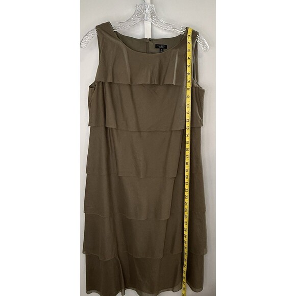 Talbots Olive Green Tiered Cotton Dress 6 Sleeveless Lined Classic Midi - Picture 5 of 7